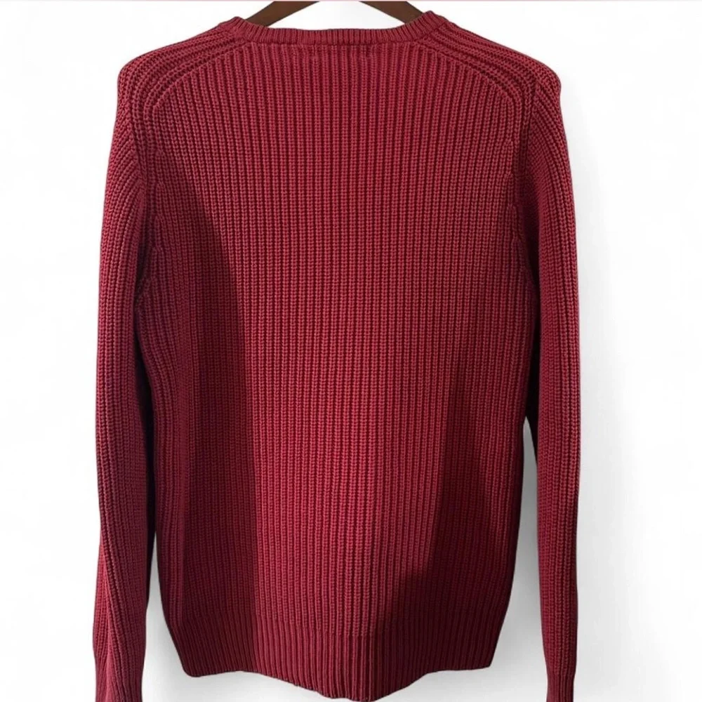 Vintage Y2K Red Ribbed Knit Sweater Size Men’s Large